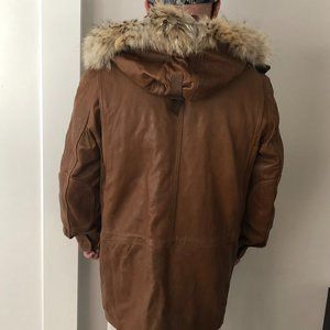 Marc Andrew leather/hooded coat